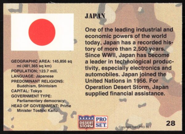 1991 Pro Set Desert Storm Japan #28 (Back)