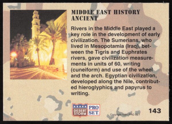 1991 Pro Set Desert Storm Middle East History Ancient #143 (Back)