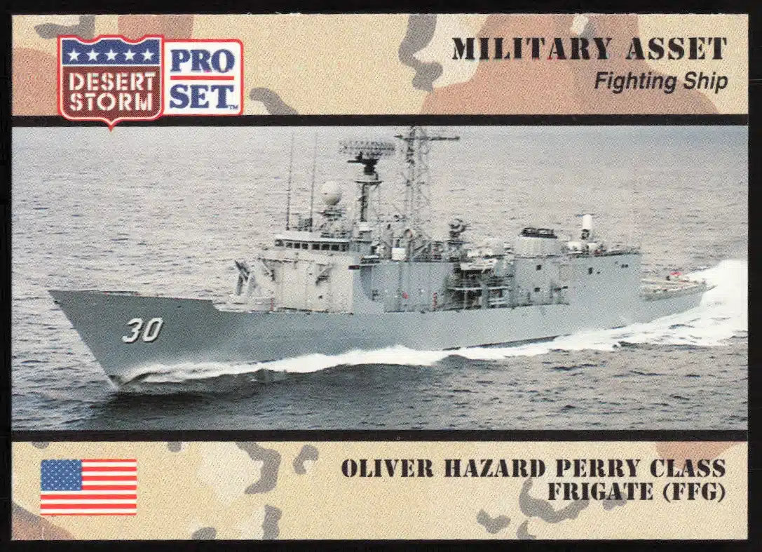 1991 Pro Set Desert Storm Oliver Hazard Perry Class Frigate (FFG) #196 (Front)
