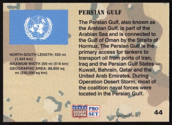 1991 Pro Set Desert Storm Persian Gulf #44 (Back)