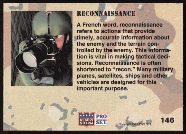 1991 Pro Set Desert Storm Reconnaissance #146 (Back)