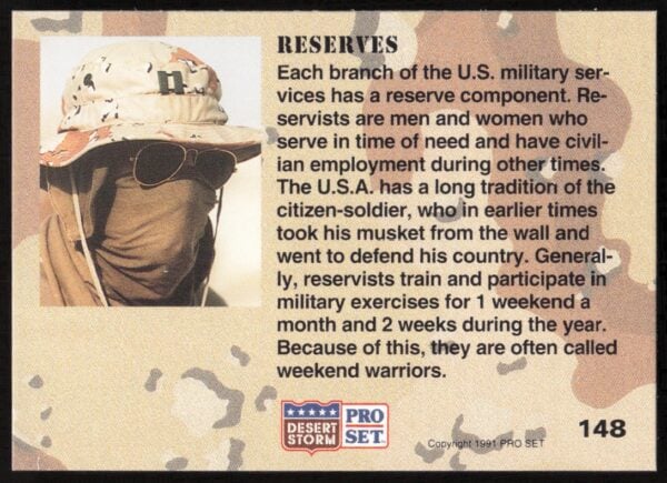 1991 Pro Set Desert Storm Reserves #148 (Back)