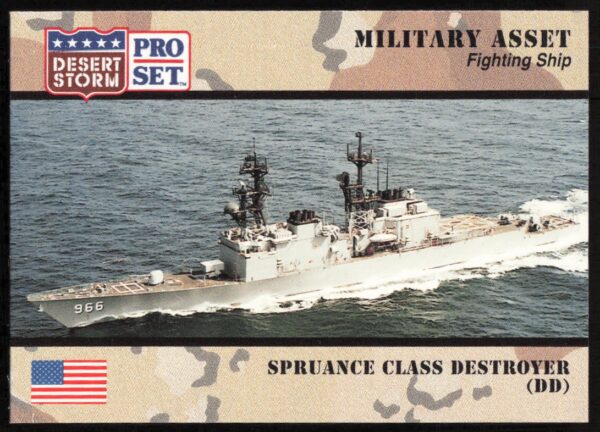 1991 Pro Set Desert Storm Spruance Class Destroyer (DD) #195 (Front)