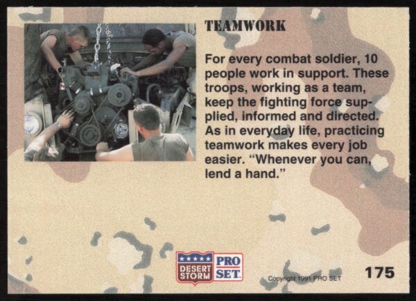 1991 Pro Set Desert Storm Teamwork #175 (Back)