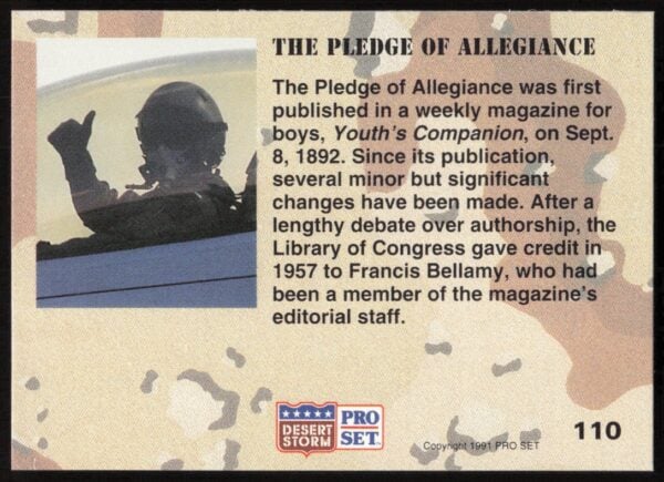 1991 Pro Set Desert Storm The Pledge OF Allegiance #110 (Back)