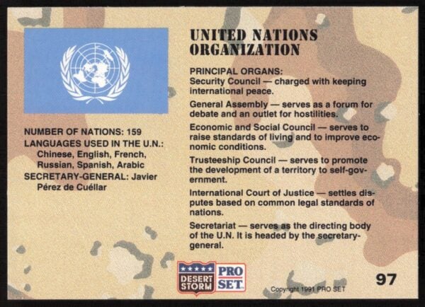 1991 Pro Set Desert Storm United Nations Organization #97 (Back)