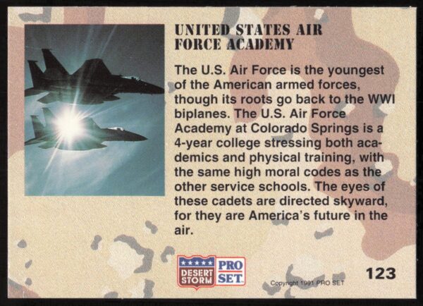 1991 Pro Set Desert Storm United States Air Force Academy #123 (Back)