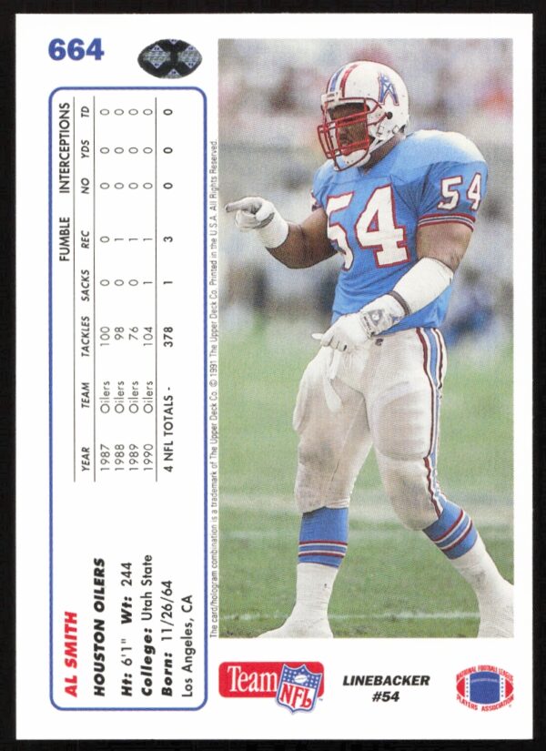 1991 Upper Deck Al Smith #664 (Back)