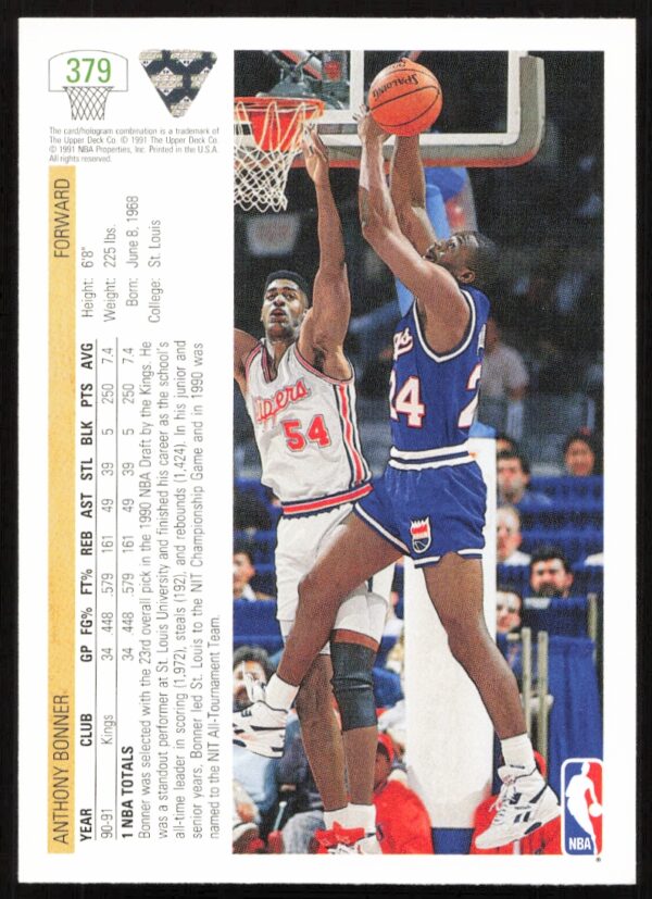 1991 Upper Deck Anthony Bonner #379 (Back)