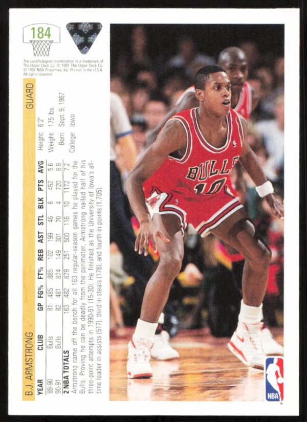 1991 Upper Deck B.J. Armstrong #184 (Back)