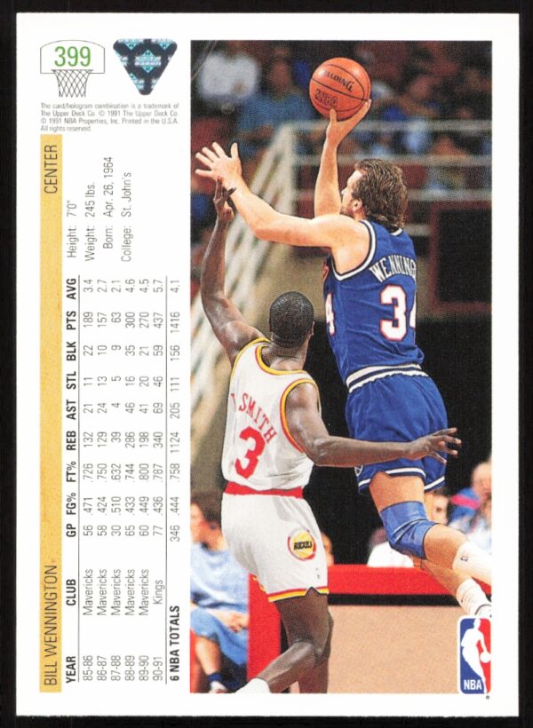 1991 Upper Deck Bill Wennington #399 (Back)