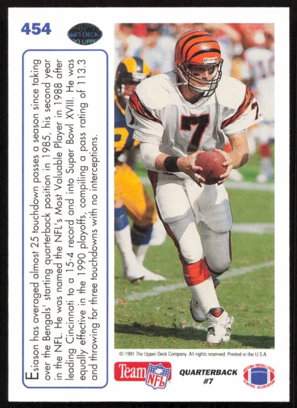 1991 Upper Deck Boomer Esiason #454 (Back)