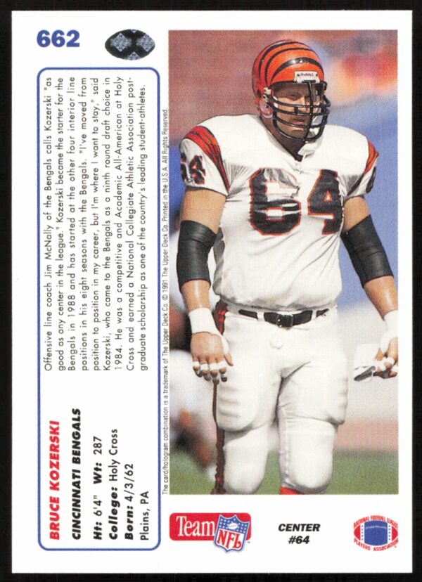 1991 Upper Deck Bruce Kozerski #662 (Back)