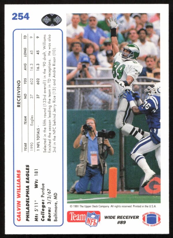 1991 Upper Deck Calvin Williams #254 (Back)