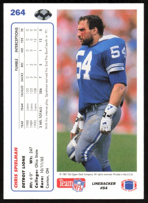 1991 Upper Deck Chris Spielman #264 (Back)