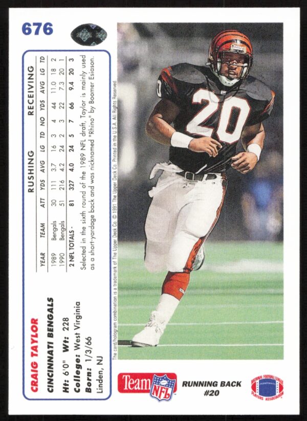 1991 Upper Deck Craig Taylor #676 (Back)