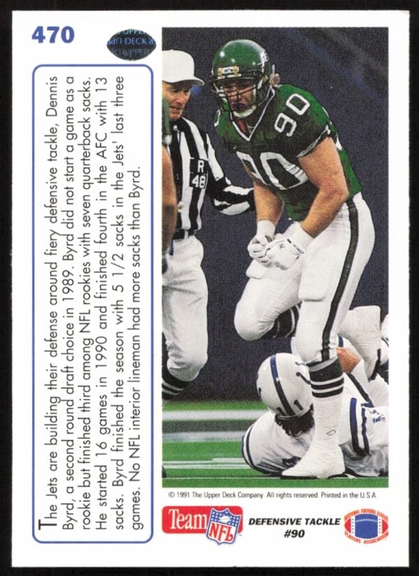 1991 Upper Deck Dennis Byrd #470 (Back)