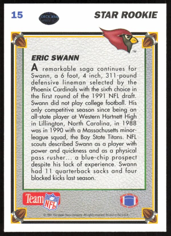 1991 Upper Deck Eric Swann #15 (Back)