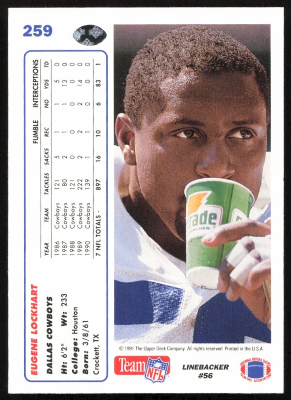 1991 Upper Deck Eugene Lockhart #259 (Back)