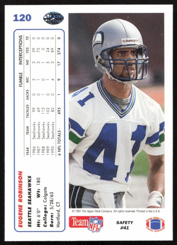 1991 Upper Deck Eugene Robinson #120 (Back)