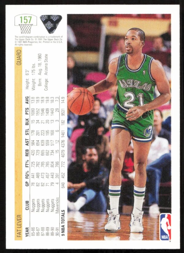 1991 Upper Deck Fat Lever #157 (Back)