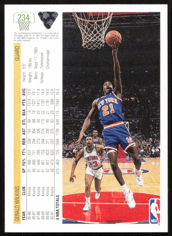 1991 Upper Deck Gerald Wilkins #234 (Back)