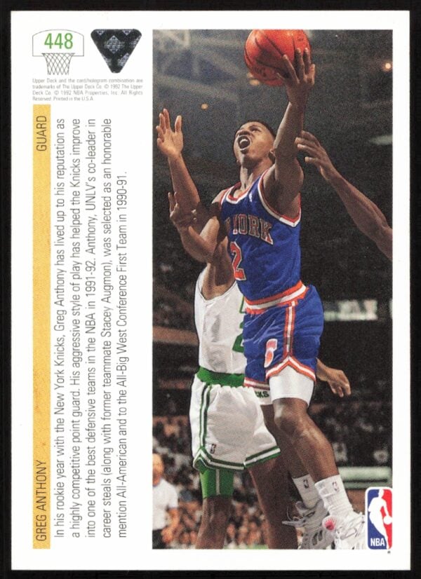 1991 Upper Deck Greg Anthony #448 (Back)