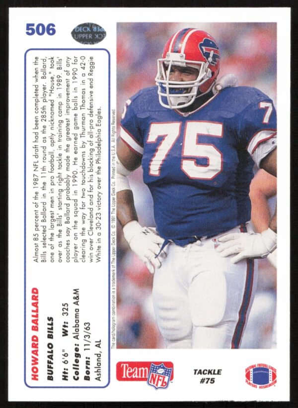 1991 Upper Deck Howard Ballard #506 (Back)