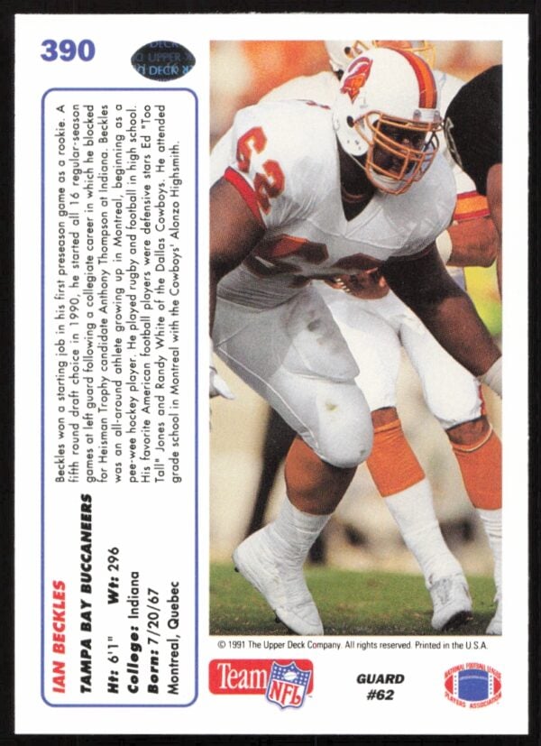 1991 Upper Deck Ian Beckles #390 (Back)