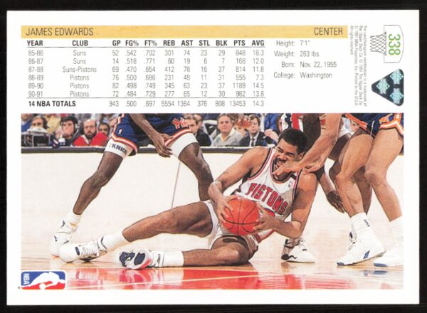 1991 Upper Deck James Edwards #338 (Back)