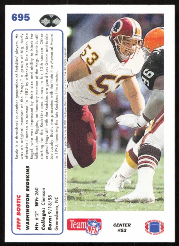 1991 Upper Deck Jeff Bostic #695 (Back)