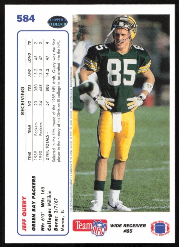 1991 Upper Deck Jeff Query #584 (Back)