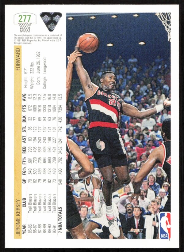 1991 Upper Deck Jerome Kersey #277 (Back)