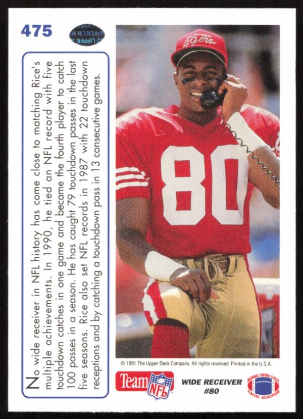 1991 Upper Deck Jerry Rice #475 (Back)