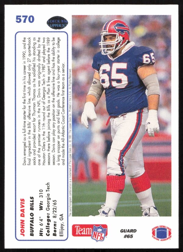 1991 Upper Deck John Davis #570 (Back)