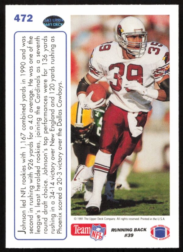 1991 Upper Deck Johnny Johnson #472 (Back)