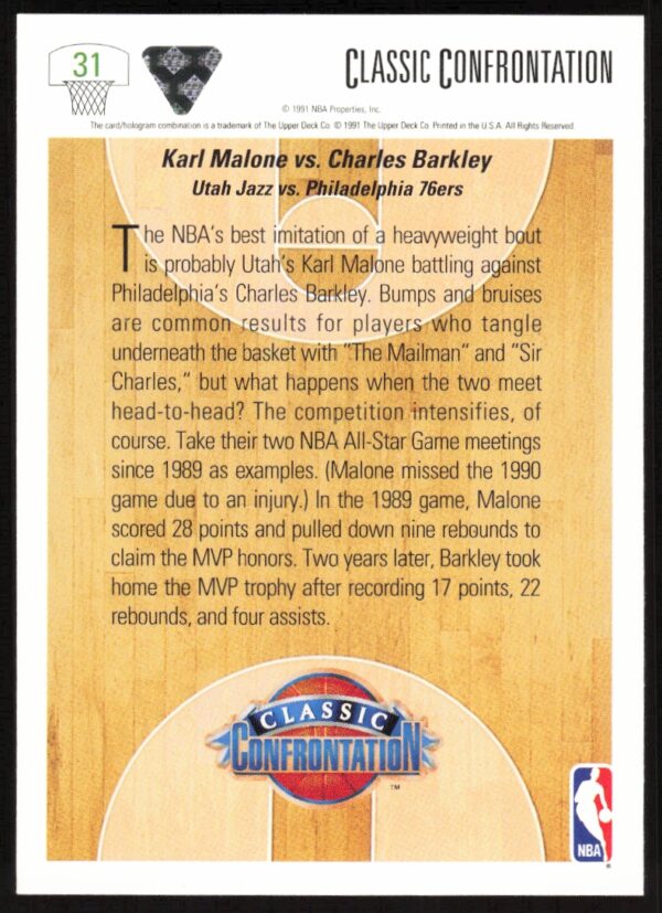 1991 Upper Deck Karl Malone / Charles Barkley #31 (Back)