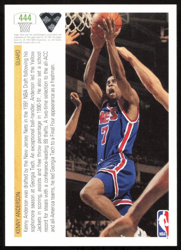 1991 Upper Deck Kenny Anderson #444 (Back)