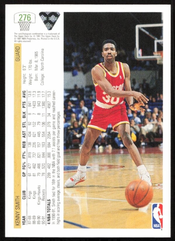 1991 Upper Deck Kenny Smith #276 (Back)