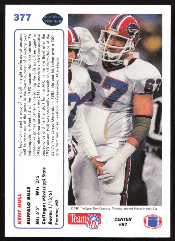 1991 Upper Deck Kent Hull #377 (Back)