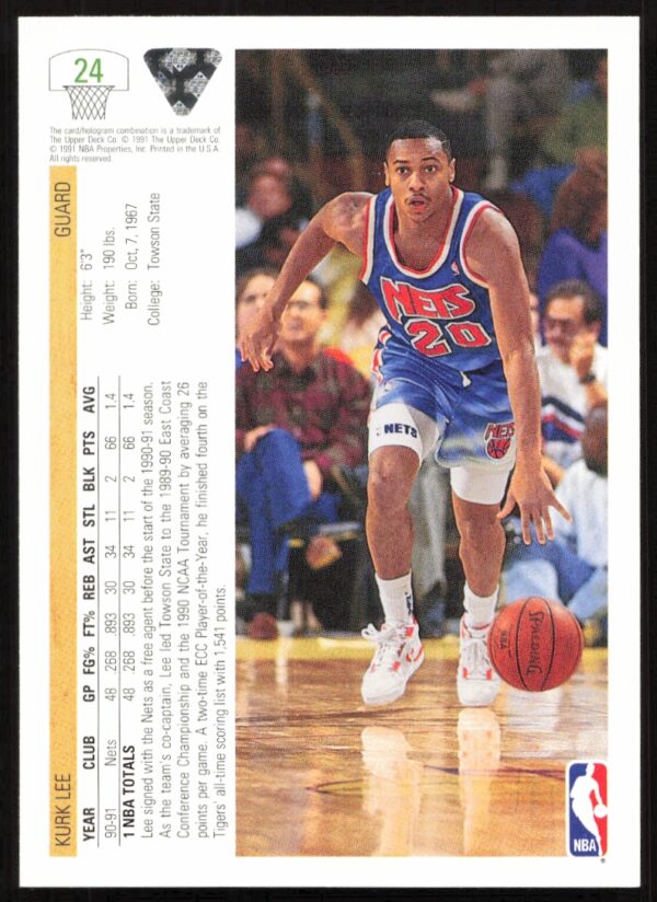 1991 Upper Deck Kurk Lee #24 (Back)