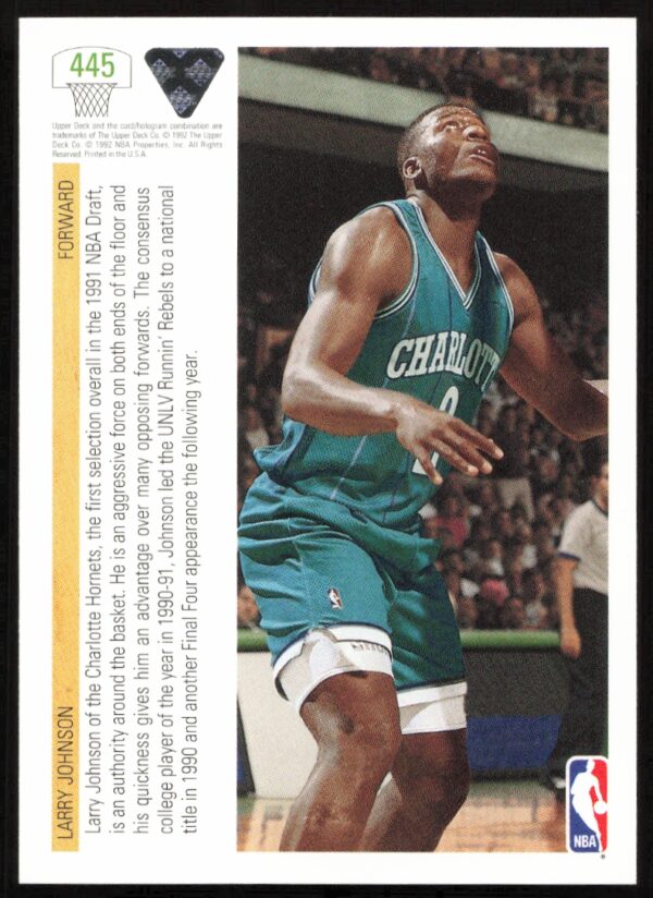 1991 Upper Deck Larry Johnson #445 (Back)