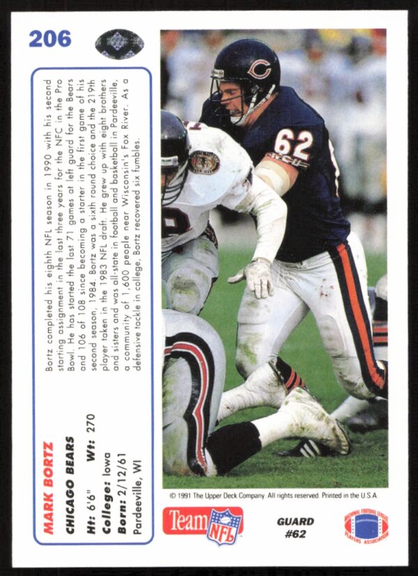 1991 Upper Deck Mark Bortz #206 (Back)