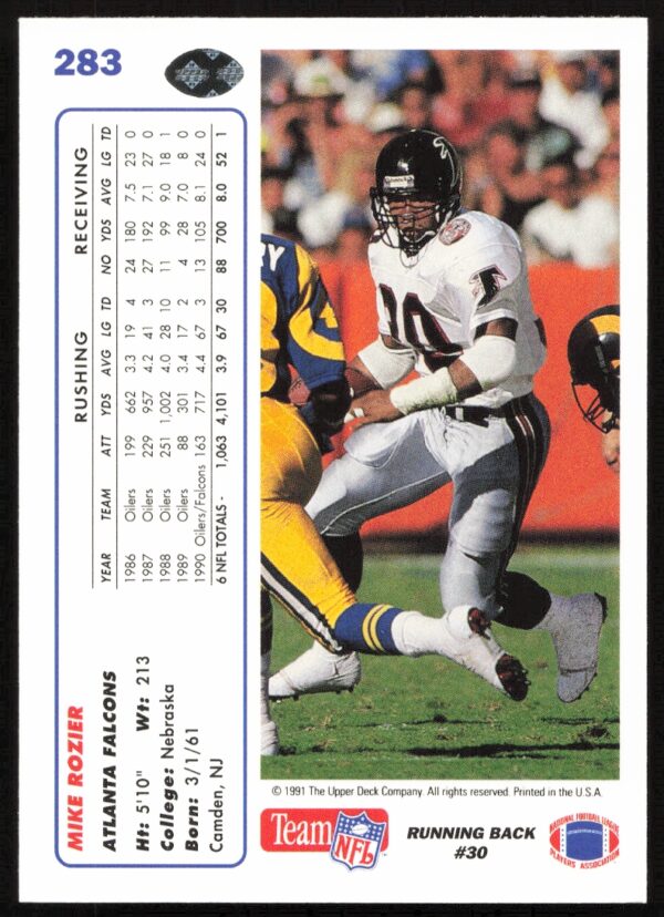 1991 Upper Deck Mike Rozier #283 (Back)