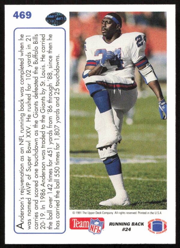 1991 Upper Deck Ottis Anderson #469 (Back)