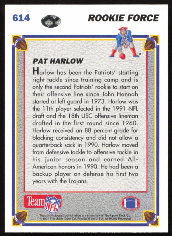 1991 Upper Deck Pat Harlow #614 (Back)