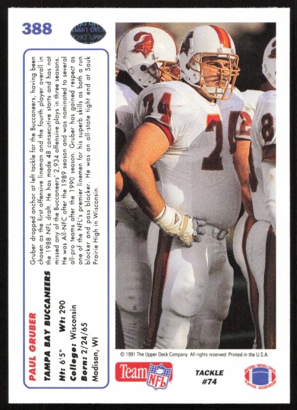 1991 Upper Deck Paul Gruber #388 (Back)