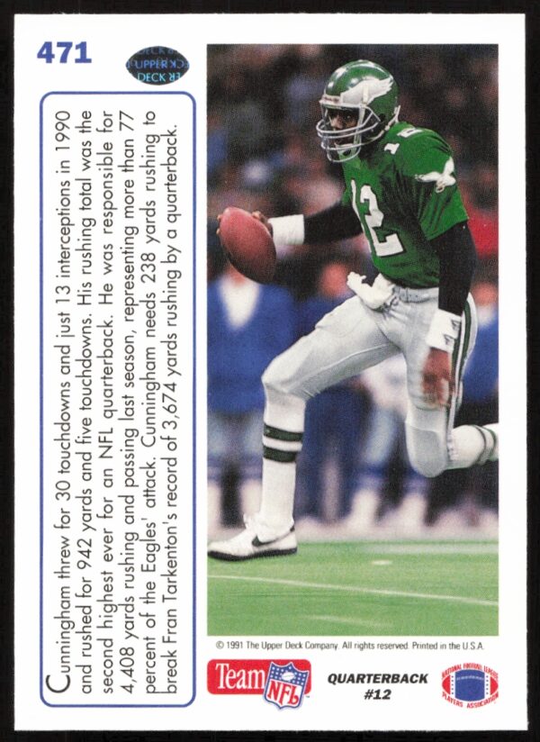 1991 Upper Deck Randall Cunningham #471 (Back)