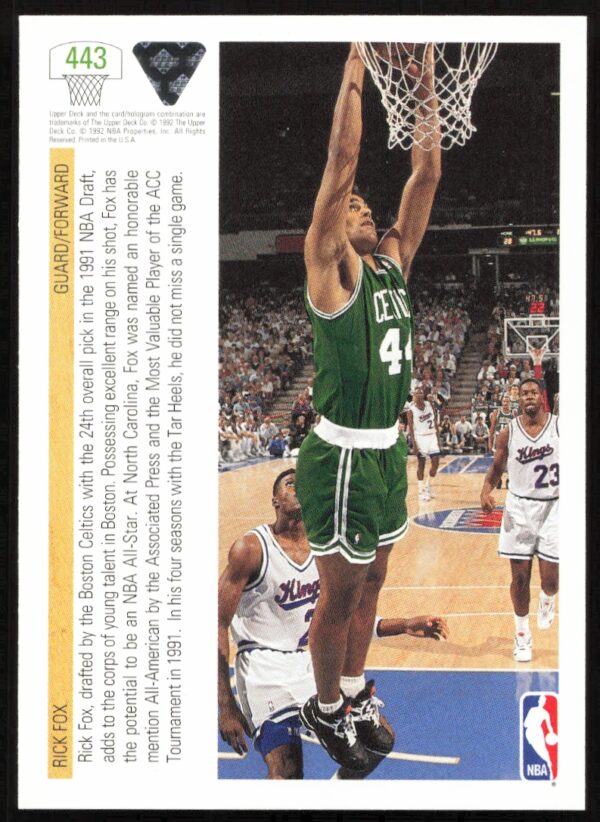 1991 Upper Deck Rick Fox #443 (Back)