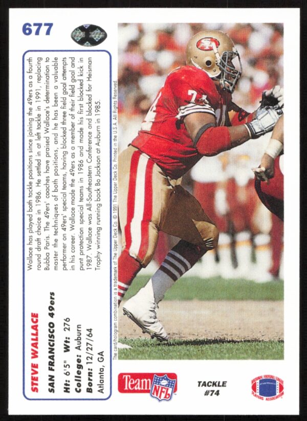 1991 Upper Deck Steve Wallace #677 (Back)